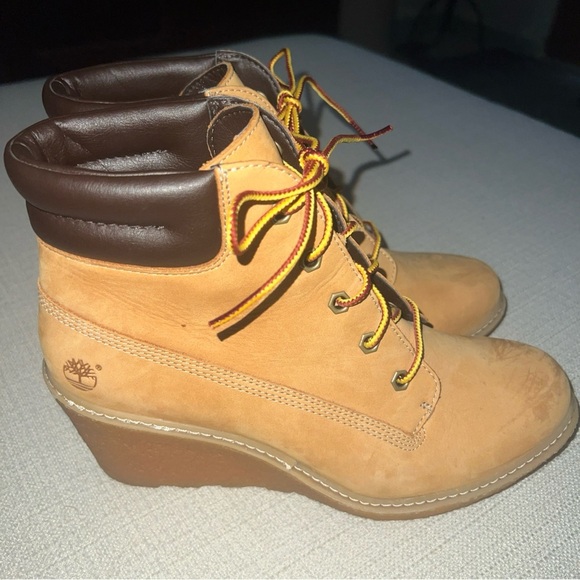Timberland size 8M Women's Earthkeepers Amston wedge Boot 6 inch wheat - Picture 6 of 11